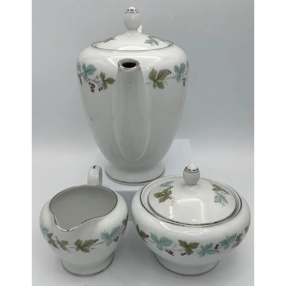 Vintage Fine China Japan 6701 Teapot Creamer & Sugar Bowl Schoenfeld 1967 EUC